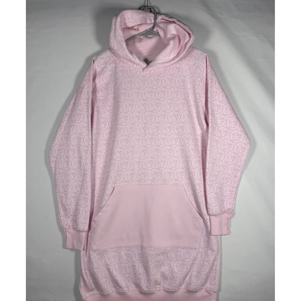 Buc-ees Oversized Hoodie Women's Small / Medium Pink Long Beaver Pattern Pocket